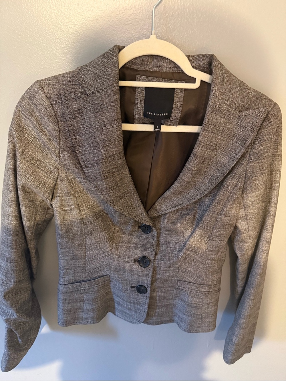 The Limited Gray-Brown Tweed Blazer Jacket